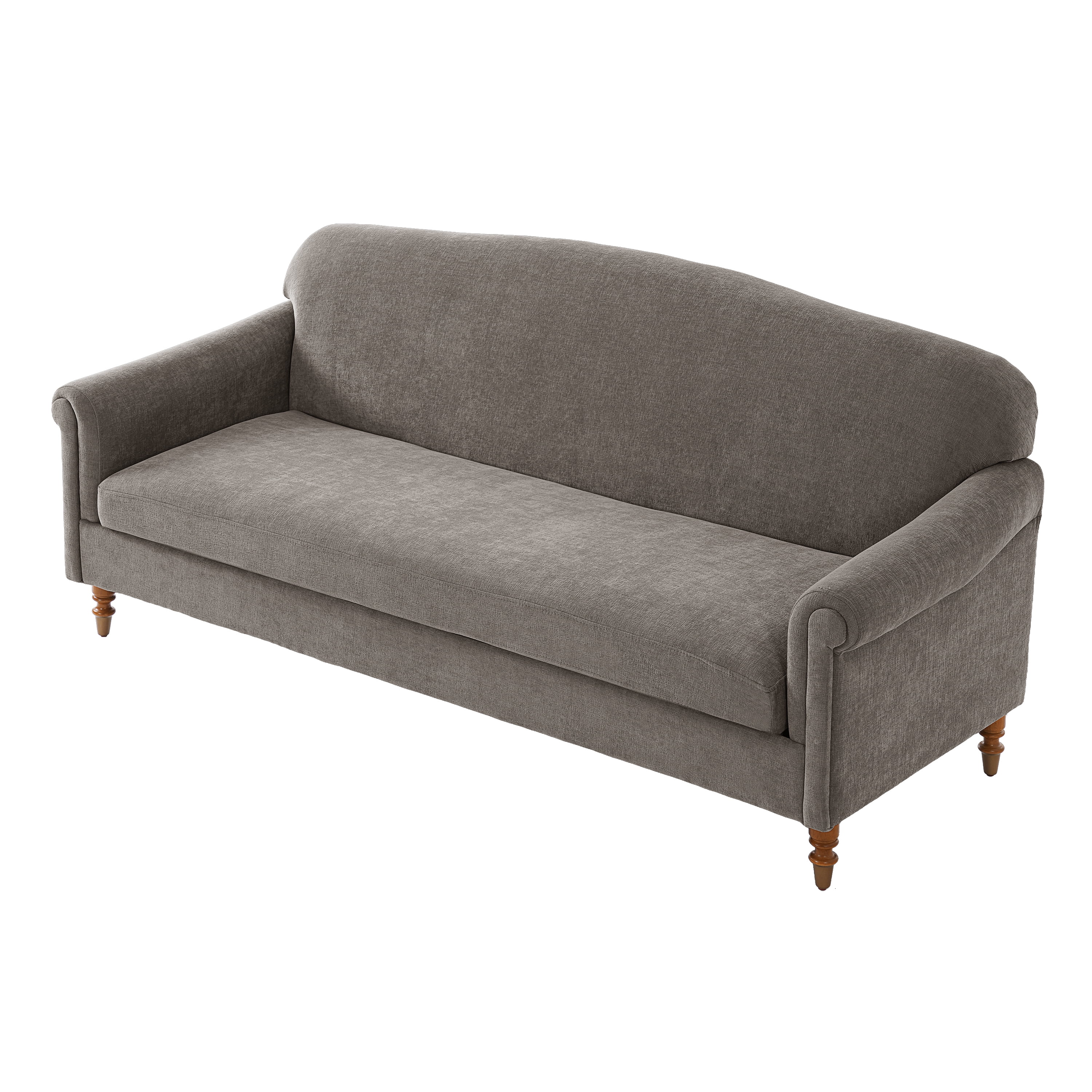 Elegant 77.5-Inch Loveseat Sofa with Rolled Arms and Chenille Upholstery, 2-Seater Couch for Living Room and Reading Corner, Brown