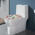 thumbnail image 3 of ZIATUBLE Flower Hummingbird Toilet Lid Seat Cover Easy to Install Toilet Lid Cover Elongated Toilet Seat Covers for Bathroom with Stretch Edges Toilet Seat Cover Protector, 3 of 6