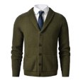 thumbnail image 1 of Men's Shawl Collar Cardigan Sweater Slim Fit Cable Knit Button up Merino wool Sweater_Olive_XXXX-Large, 1 of 1