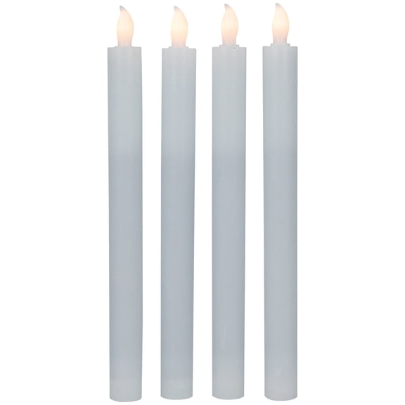 Northlight Set of 4 Solid White LED Flameless Flickering Wax Taper Candles 9.5"