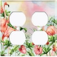 thumbnail image 3 of Metal Light Switch Plate Outlet Cover Tropical Pink Flamingo Flower Leaves Rainbow FGO007, 3 of 13