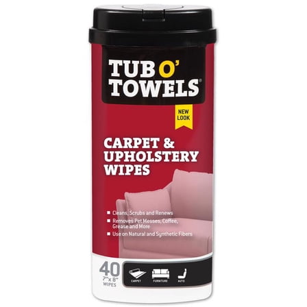 Tub O' Towels Carpet & Upholstery Wipes, 40 count
