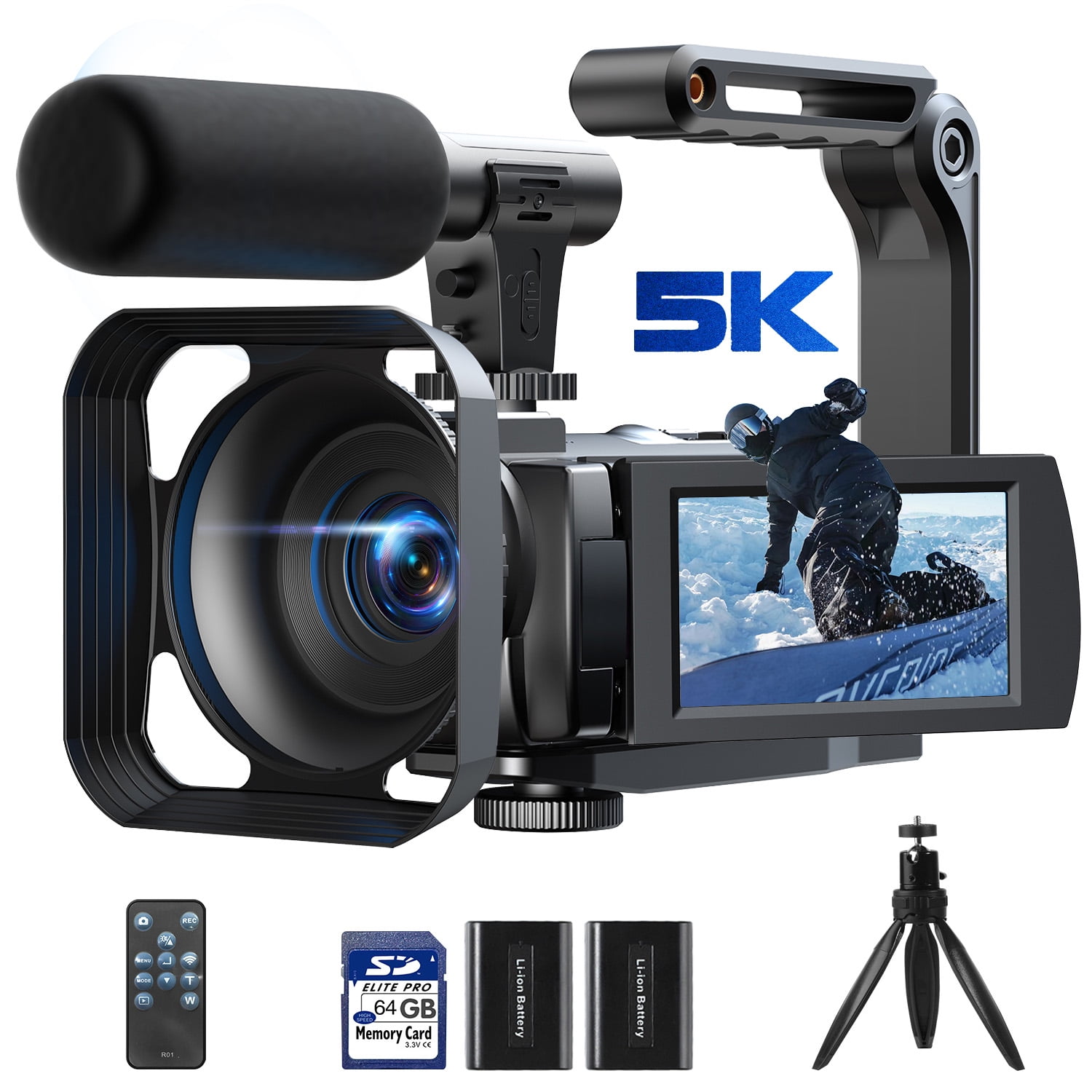 Campark 5K Camcorder Video Camera with Microphone 3" Touch Screen 56MP Vlogging Cameras for YouTube