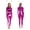 Hot Pink, variant on Womens Shiny Metallic Unitard Astronaut Jumpsuit with Alien Headwear Party Silver XXL