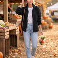 thumbnail image 7 of Sorvello Women's Lightweight Fleece Lined Jacket, Long Sleeve Casual Fall Outerwear With Pockets Black L, 7 of 7