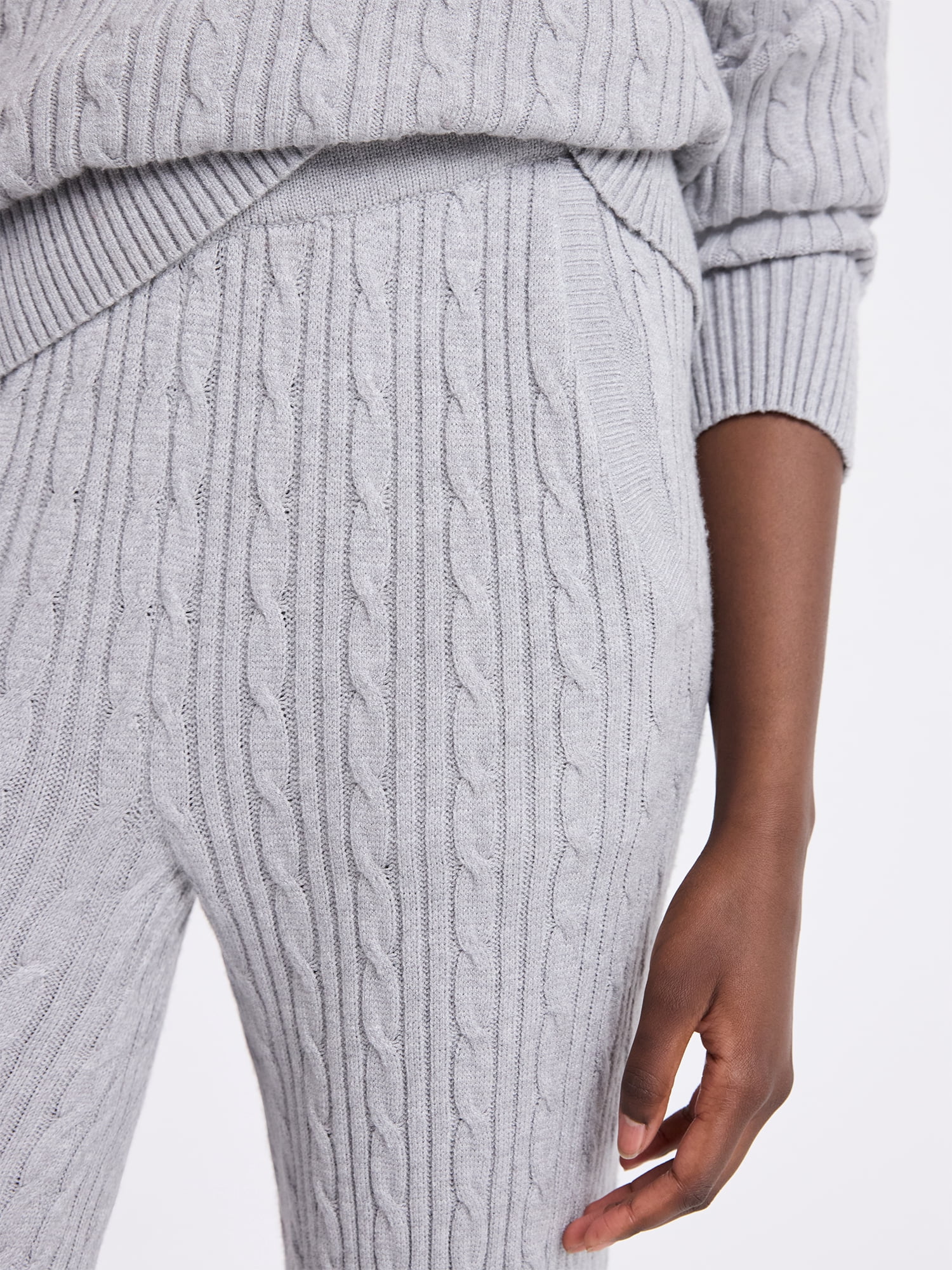 Free Assembly Women's Cozy Yarn Wide Leg Cable Knit Sweater Pants, Size XS-XXL