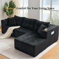 thumbnail image 3 of Cloud Couch Sectional, 3 Seat Modular Sectional Sofa with Right Facing Chaise, Corduroy Deep Seat & High Resilience Support, No Assembly Required Boneless Couch for Living Room (Black), 3 of 8