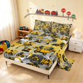 thumbnail image 2 of Erosebridal Construction Site King Sheets, Excavator Bedding, Black Yellow 4-Piece (1 Flat Sheet, 1 Fitted Sheet and 2 Pillowcases), 2 of 6