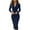 Navy, variant on Women's Blazer Dress with Single Breasted Long Sleeve Suit Button Down Collar Office Slim Fit Midi Jacket Dress