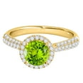 thumbnail image 3 of Mauli Jewels Rings for Women 1.20 Carat Diamond And Round Shaped Peridot Ring 4-prong 10K Yellow Gold, 3 of 7