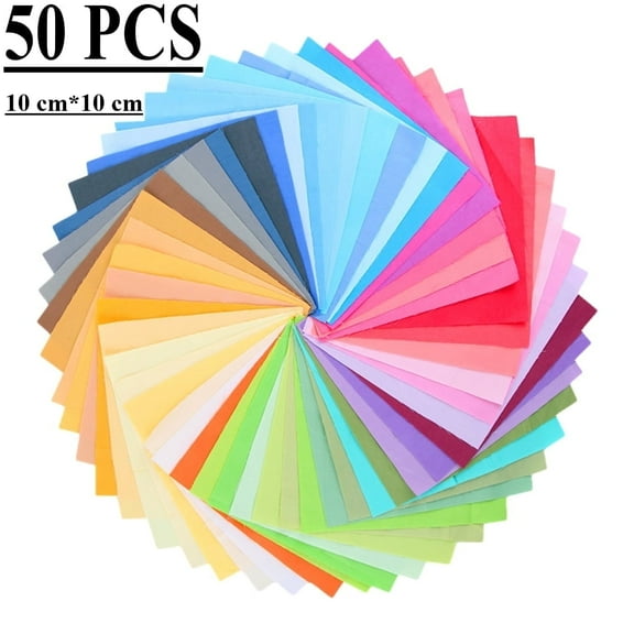 AIGIA 50 Piece Quilting Fabric Bundles Solid Colors Pure Cotton, Precut Squares Sewing Quilting Patchwork Scraps for DIY Crafting