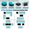 thumbnail image 2 of Walsunny 8 Pieces Patio Wicker Rattan Fire Pit Furniture Conversation Sets with Outdoor Sectional Sofa,45" Gas Propane Fire Pit Table,Glass Coffee Table,Black Rattan Aegean Blue Cushion, 2 of 7
