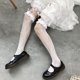 thumbnail image 2 of Calcetines con volantes de encaje, medias de lolita, ligas góticas con corazón tachonado, anillo para pierna, arnés elástico Punk, liguero, 2 of 5