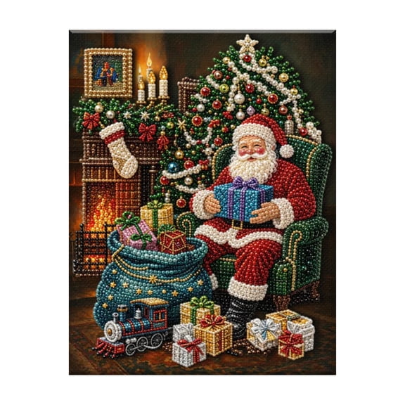 Reofrey DIY Christmas Pearl Art Kits for Adults 5D Diamond Art KitsPearl Art Kit 5D Diamond Painting for Adults DIY Xmas Winter Wall Decor Gift(Fireplace)