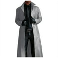 thumbnail image 1 of Men Gothic Halloween War Robe Long Windbreaker European Style Loose Coat Solid Color Cardigan Button Leather Anorak, 1 of 7