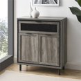 thumbnail image 2 of Walker Edison Mesh Metal Drop Down Door Wood Accent Cabinet Entryway Bar Storage Entry Table Living Dining Room, 30 Inch, Grey Wash, 2 of 5