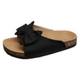 thumbnail image 4 of Rokment Womens Bowknot Cork Footbed Slip on Slides Sandals Beach Casual Suede Open Toe Platform Dress Slippers Comfortable Wide Width Walking Flat Summer Black Size 9, 4 of 6