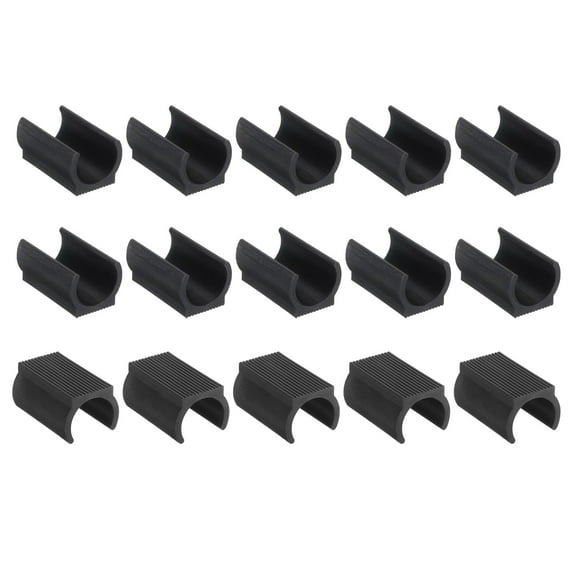 15Pack Rectangle Shaped Chair Leg Tip 22mm Plastic Furniture Feet Black