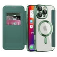 thumbnail image 4 of for iPhone 15 Pro Max Case Compatible with Magsafe, Slim Fit Flip Protective PU Leather Wallet Case with RFID Blocking Card Slot Build-in Len Protector for iPhone 15 Pro Max, Darkgreen, 4 of 8