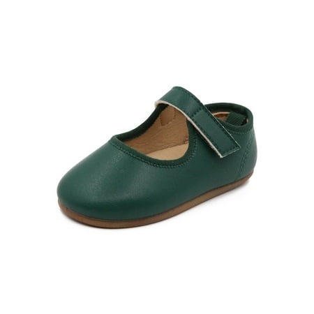 

Colisha Girl s Flats Magic Tape Mary Jane Comfort Dance Shoes Uniform Cute Loafers Soft Sole Flat Shoe Green 11C