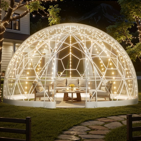 VEVOR Garden Dome Tent, 15 x 9.5 ft Outdoor Clear Bubble Tent for 10-14 Person, Weatherproof Geodesic Dome Greenhouse with Window, PVC Igloo Tents for Backyard Patios Camping Party Wedding