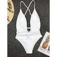 thumbnail image 3 of Womens Sexy Deep V Neck High Waist Multi-Way Bandage One Piece Swimsuits Swimwear, 3 of 6