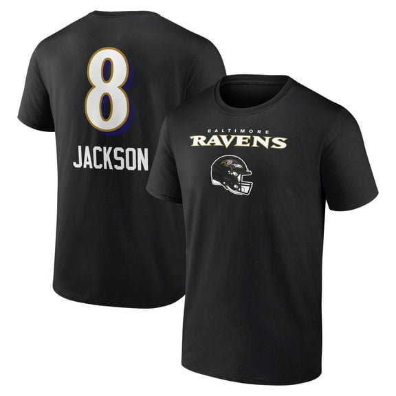 Men's Lamar Jackson Baltimore Ravens Black Team Wordmark Name & Number T-Shirt