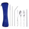 thumbnail image 1 of Outdoor Portable Stainless Steel Cutlery Set - Half Flower - Seven-piece Straw Set, 1 of 5