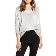 TWO BY VINCE CAMUTO Womens Gray Check Long Sleeve Jewel Neck Sweater L