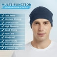 thumbnail image 4 of Headshion Thin Beanie Hat Skull Cap for Summer,Hip-Hop Sleep Cap Stretchy Navy Blue & Dark Gray, 4 of 8