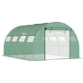 thumbnail image 2 of Outdoor Storage Shed Outsunny 13' x 10' x 6.5' Walk-in Tunnel Greenhouse with 2 Zippered Mesh Doors & 10 Mesh Windows, Upgraded Gardening Plant Hot House with Galvanized Steel Hoops, Green,Small Stor, 2 of 8