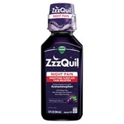 Vicks ZzzQuil Night Pain Liquid Sleep Aid, Non-Habit Forming, Nighttime Pain Reliever, Midnight Berry, 12 fl oz