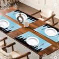 thumbnail image 4 of Winter Falling Snow Forest Snowflake Placemats Set of 4, 12x18 Watercolor Rustic Blue Table Mat Decor, Seasonal Winter Table Decors for Christmas Dining Kitchen Holiday Party. (051), 4 of 5