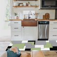 thumbnail image 3 of Teal & Gray Geometric Kitchen Rugs - Modern Art Color Patchwork Abstract Sink Mat, Non-Slip Area Runner Rug, Washable Floor Mat for Home Dining Room Office, Set of 2 (18x30+18x48), 3 of 6