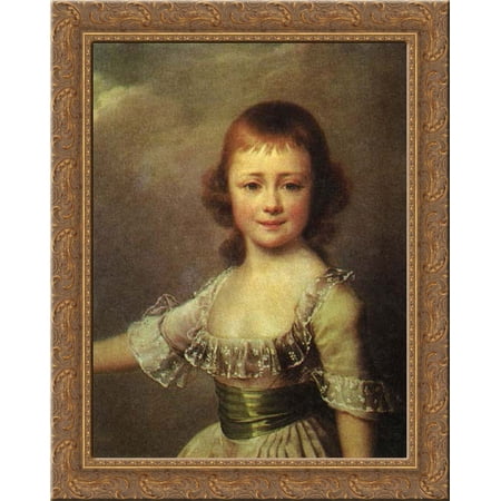 Portrait of Catherine Pavlovna 24x20 Gold Ornate Wood Framed Canvas Art by Dmitry Levitzky