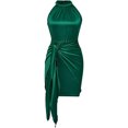 thumbnail image 3 of Vestidos genéricos Vestido de cóctel de mujer con escote en V Vestido de noche elegante de terciopelo de manga larga Vestido de tubo plisado fruncido hasta la cadera Vestidos de falda a la, 3 of 6