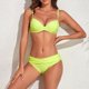 thumbnail image 4 of Traje de baño para mujer, traje de baño de dos piezas con tirantes finos, Color puro, fruncido, transpirable, con aros, acolchado, Bikini, amarillo fluorescente S, 4 of 6