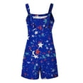 thumbnail image 3 of Liacowi Women Overalls Shorts Loose Wide Leg Jumpsuits Star Stripe Printed Sleeveless Bib Pants with Pockets Plus Size Rompers, 3 of 5