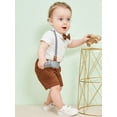thumbnail image 6 of CARETOO Baby Boy Clothes Suit 0-18M Infant Gentleman Suspender Shorts Pants Bowtie Hat 6-12 Months, 6 of 17