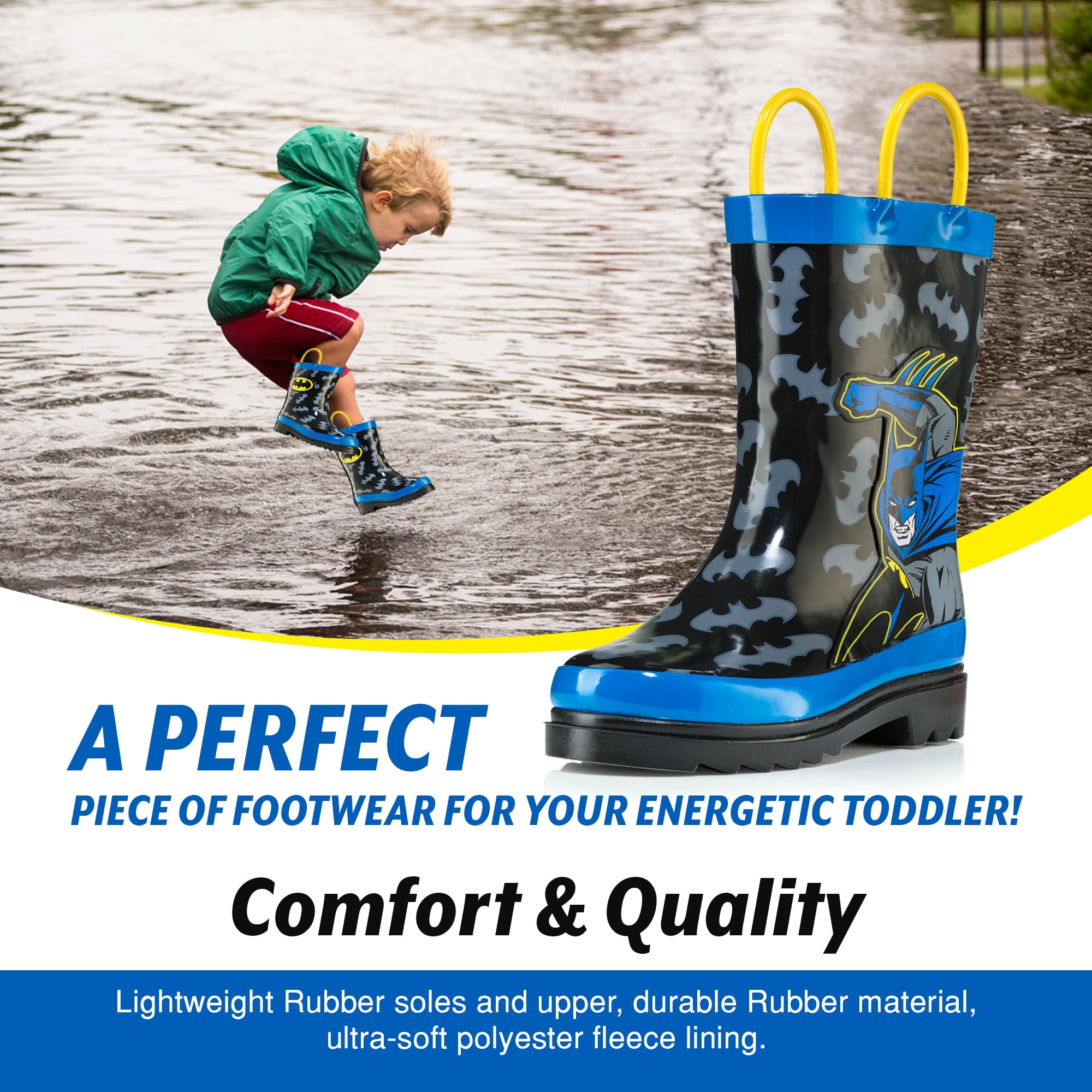 DC Comics Brandclub DC Comics Batman Boy s Rain Boots Toddler Little Kid