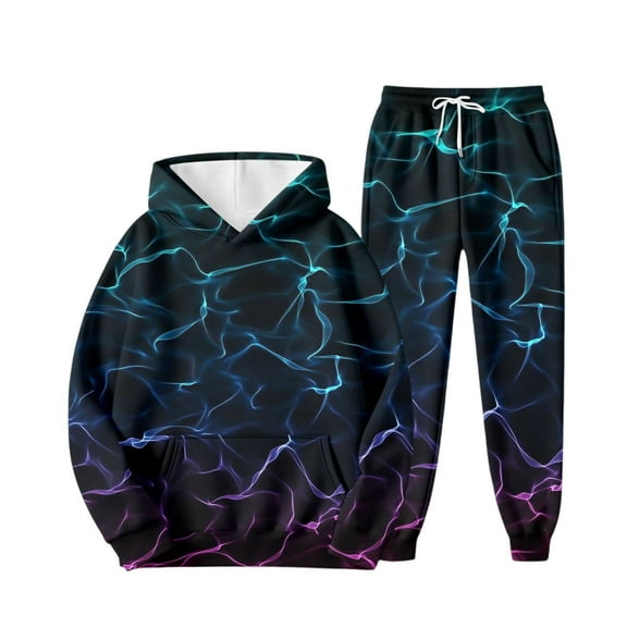 WhouRiu Infant Boy Outfits Fashion Prints Hooded Long Sleeve Top Pants Streetwear Sports Fall Outfit Set Black,Sized 18-24 M