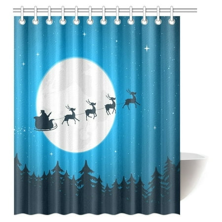 mypop merry christmas shower curtain santa driving his sleigh with reindeer running in the moonlight - Christmas Shower Curtain Set mypop merry christmas shower curtain santa driving his sleigh with reindeer running in the moonlight - Christmas Shower Curtain Set