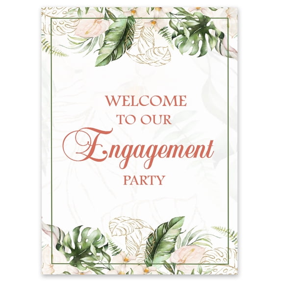 Darling Souvenir MADE WITH LOVE Tropical Leaves,WelcomeSignLarge Decorative PosterWelcomeTo Our Engagement Poster For Easel Party Collection- 18x12