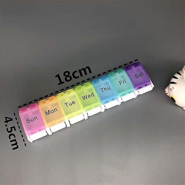 Pastillero semanal de 7 días, soporte colorido para tableta, estuche de almacenamiento para botón de medicina, contenedor de medicamentos abierto, mini caja organizadora de pastillas