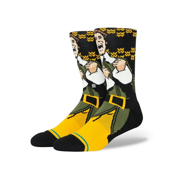 Stance Elf Smilings My Favorite Christmas Crew Socks Black in size US 6 - 9