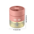 thumbnail image 3 of USB Humidifying Desk Fan - 3-Speed Cooling Fan with Atomizer, Foldable & Adjustable, Quiet 22dB, Night Light, Type-C Rechargeable (Pink), 3 of 6