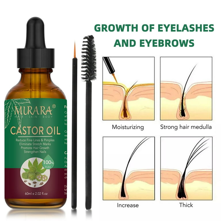 Organic Castor Oil Eyelash Serum By Sky Organics (1oz x 2 Pack)  Cold-Pressed, 100% Pure Castor Oil - Dry Skin, Hair Growth, Eyelashes &  Eyebrows