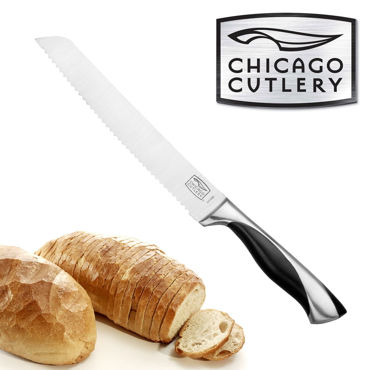 Chicago Cutlery 8” Bread Knife Stainless Steel Serrated Polymer Handle Holster by World Kitchen