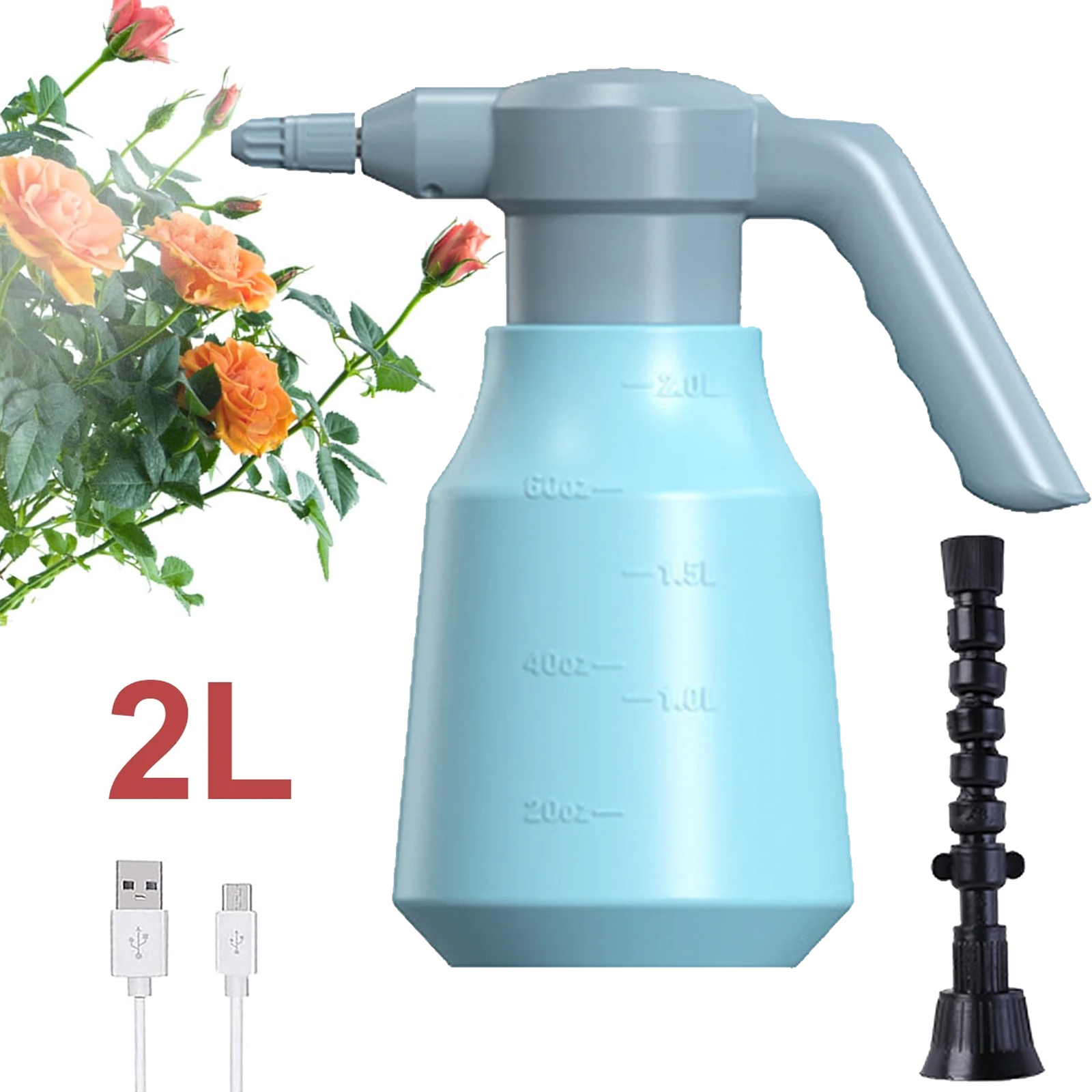 Electric Plant Sprayer 2L/0.5Gallon, Rechargeable Battery Powered Sprayer Spray 60 Bottles On a Single Charge, Automatic Plant MisterPump Sprayer,Indoor Watering Can for Plants