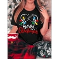thumbnail image 2 of Creative Merry Christmas Graphic Print Women'S Trendy Round Neck Short Sleeve, Simple Casual Sports T-Shirt, Comfortable Summer Top for Holidays., 2 of 8